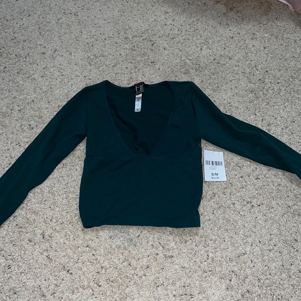 Forever 21 Green Crop Long Sleeve